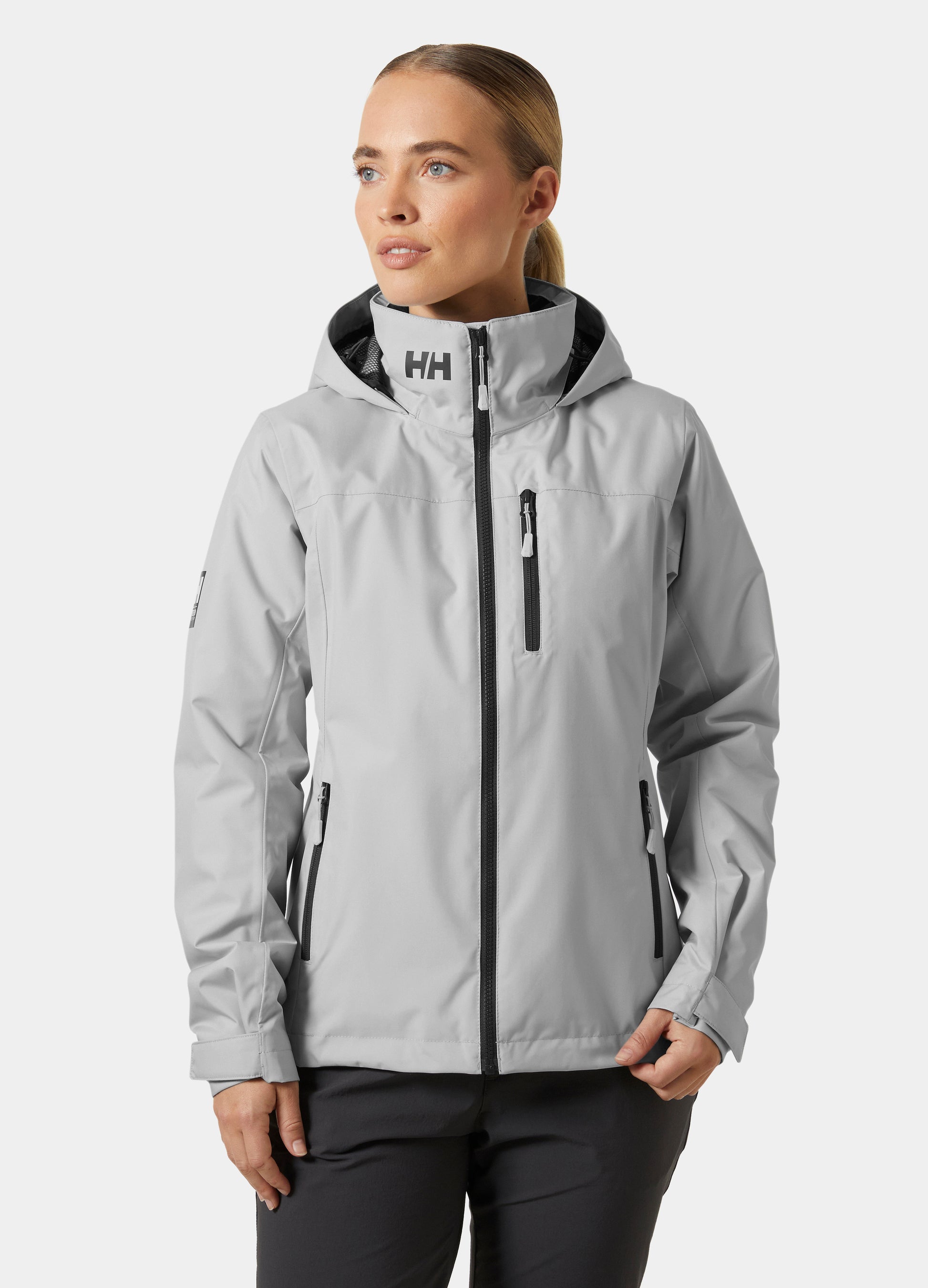 Helly Hansen Women's Crew Hooded Midlayer Jacket 2.0 Grey Waterproof Sailing Jacket